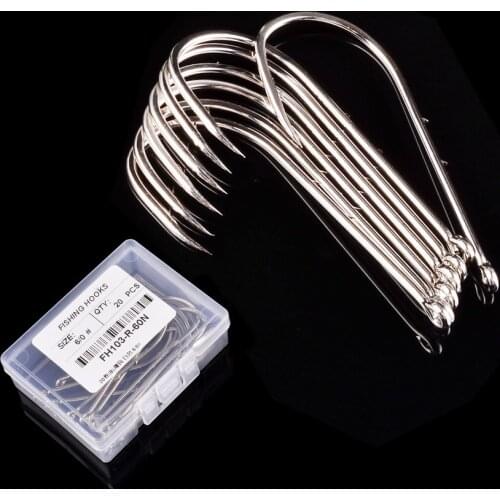 20pcs/Box Barbed Big Fishing Hooks 1/0#-6/0# Sea Worm Carp Single Circle Hook Set Fly Fishing Jip Barbed Carp Hooks Sea Tackle