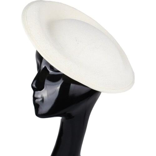 Ivory Craft Hats 30CM Solid Sinamay Party Headwear Cocktail Hats Fascinator DIY Hair Accessories Wedding&Grand Event Headpiece