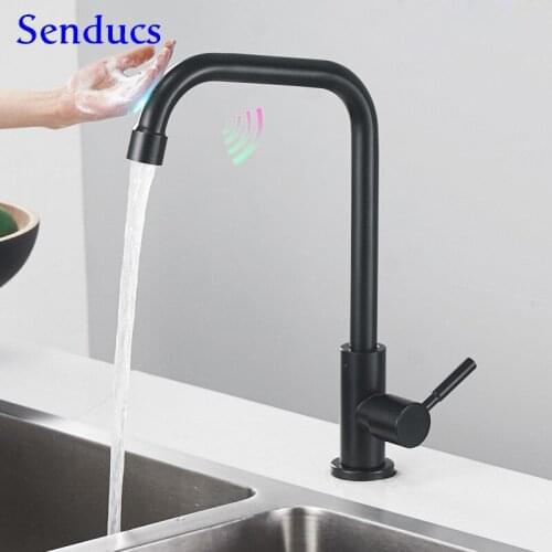 Touch Cold Kitchen Faucet Senducs Black Bronze Cold Kitchen Mixer Tap SUS304 Stainless Steel Touch Sensor Kitchen Sink Faucets