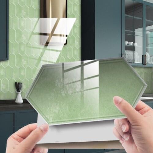Modern Kitchen Stickers Waterproof Oilproof Green Diamond Pattern Wall Stickers Protect Desktop Mulit Piece Self-adhesive New