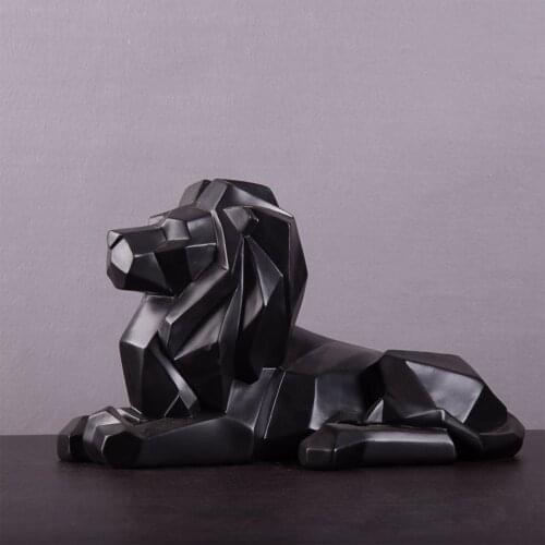 New 2020 Lion Statue Figurine Modern Abstract Geometric Style Resin Lion Animal Large Ornament Home Decoration Accessories
