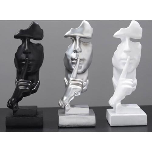 Resin Statue Silence is Gold Crafts Nordic Do Not Talk Indoor Abstract Sculpture Home Decor Office Desktop Decoration Figurines