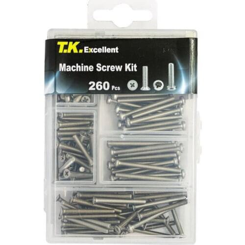 T.K.Excellent Machine Screws 304 Stainless Steel Flat and Pan Head M3 Assortment Kit,260 Pieces