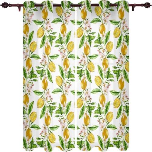 Lemon Texture Watercolor Art Window Curtains Kitchen Bedroom Drapes Home Decor Luxury Curtains for Living Room
