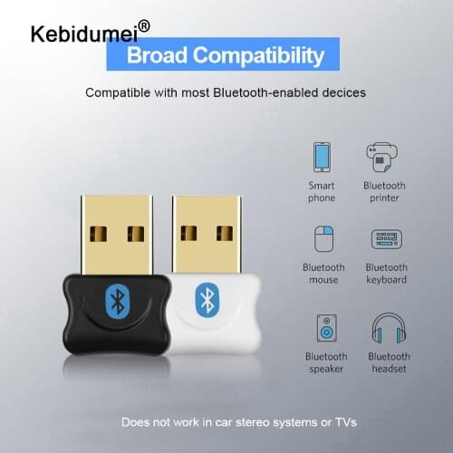 Kebidumei USB Bluetooth Adapter Bluetooth 5.0 Dongle For Computer PC Speaker Music Receiver Adapter Up to 10M Wireless Range