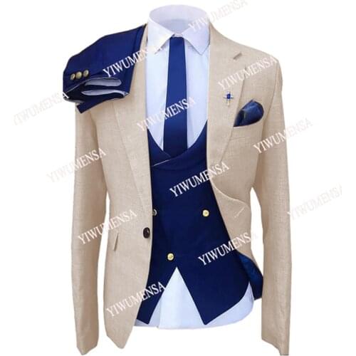 Formal Wedding Suits Mens Blazers Peaked Lapel Coat Custom Made 3 Pieces Jacket&Vest&Pants Slim Fit Groom Prom Party Wear 2021