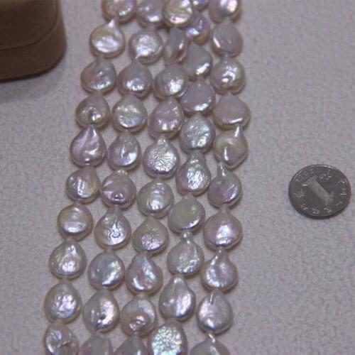 11-12mm Big Size Button Shape Loose Pearl Necklace Real Pearl Strand String 38cm Long DIY Jewelry Necklace/Bracelet