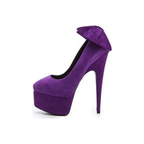 New fashion hot selling woman high heel shoes purple suede platform pumps back butterfly-knot thin heels shoes dress heels