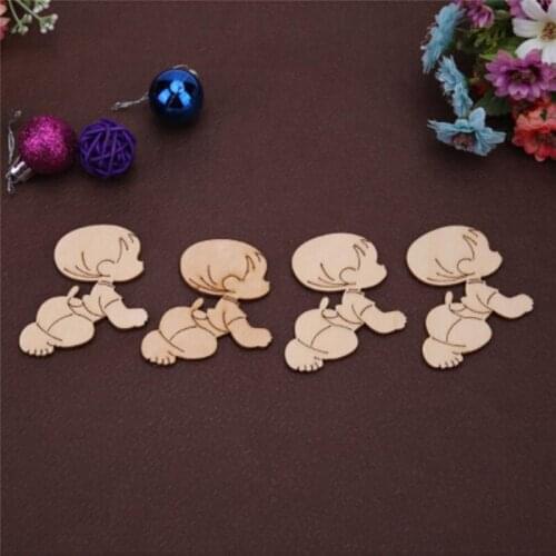 10pcs Wooden Laser Cut MDF Cute Baby Shape Craft Wedding Guestbook Decoupage Family Christmas Home Wall Decorations Wood Crafts