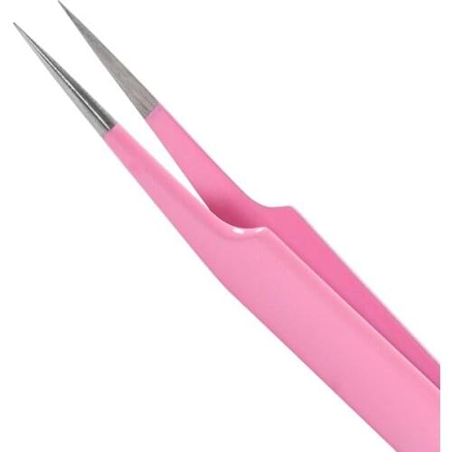 10pcs/Lot VETUS Pink Eyelash Extension Tweezers Stainless Steel Precision Tip for Grafting Eyelash