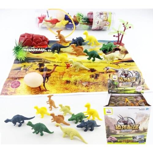 13Pcs Hot Sale New Cute Dinosaur Egg Small TREE Rockery Barreled Dinosaur Model Children Educational Toy Gift K19