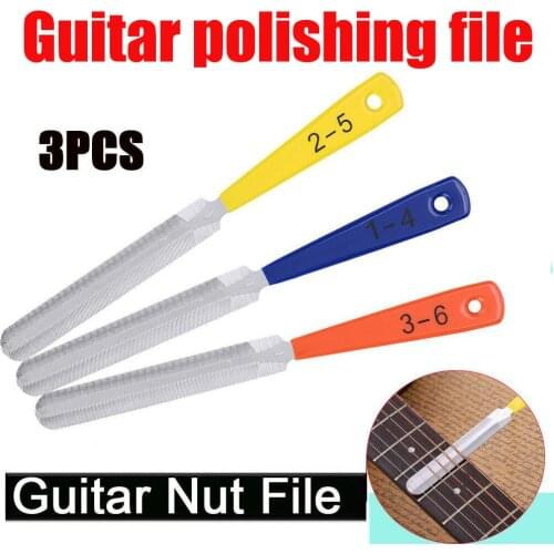 3pcs/Set Guitar Nut Files Fret Stainless Steel Guitar Polishing Slot Filing Luthier Repair Tool Kit for Stringed Instruments