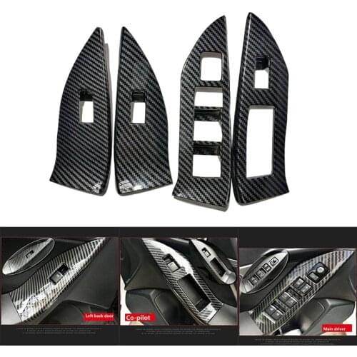 4Pcs for Subaru Forester Car Door Armrest Window Lift Switch Button Panel Cover Trim Stickers Car Accessories