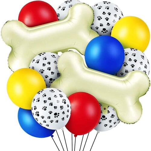 44pcs/lot Dog Balloons Dog Paw Print Balloons Bone Shape Bone Pets baby shower Balloons birthday party wedding decoration