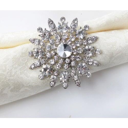 6pcs/lot Rhinestone Napkin Ring Serviette Holder Napkin buckle for Wedding Party Decoration