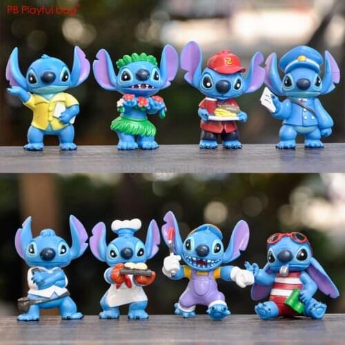 Playful bag 8pcs Stitch cute dolls pvc action figure anime collection Cake decoration Children doll toy Christmas best gift HF34