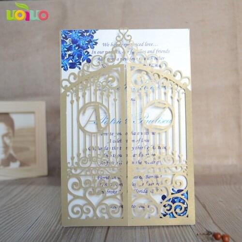 Free shipping 50set inc163 Romantic Wedding Party Christmas Invitation Card Delicate Carved gate card free initial name