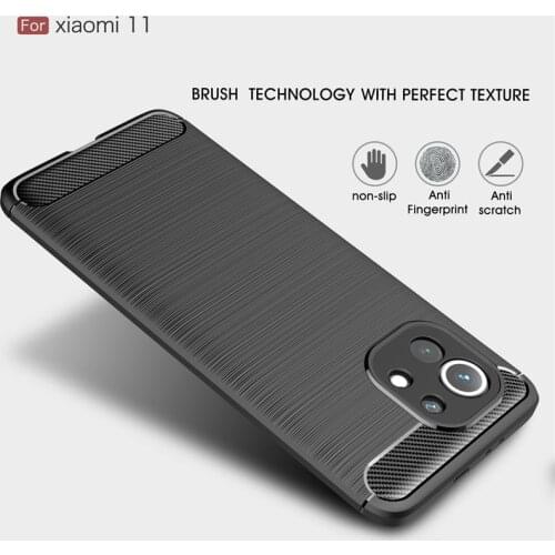 For Xiaomi Mi 11 Case Shockproof Carbon Fiber Silicone Phone Case for Xiaomi Mi11 Mi 11 Soft TPU Back Cover