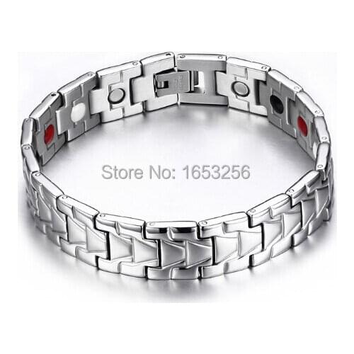Pure 316L Stainless Steel Health magnet Stone Link Chain Bracelet Bangle 13mm 8.26'' For Men Holiday Gifts