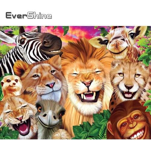 Evershine Diamond Embroidery Lion Full Square Round Diamond Painting Animal 5D DIY Zoo Picture Rhinestones Mosaic Art Home Decor