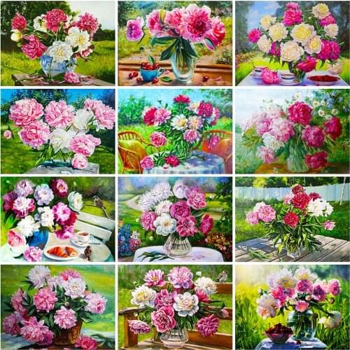 Evershine 5D DIY Diamond Painting Peony New Arrival Diamond Embroidery Flower Mosaic Full Layout Rhinestone Kit Home Decoration