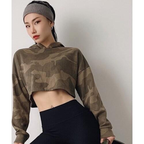 Camouflage military Short workout tops quick-drying wears yoga clothes sports long sleeves