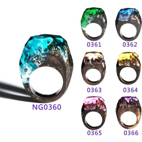 2019 New Sea Willow Wood Ring Magic Forest Handmade Fashion Dry Flower Drop Glue Resin Ring for Men Women Party Jewelry Gift
