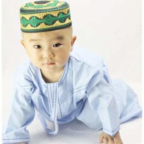 Boys Islamic Clothing Kids Muslim Thobe Arab Abaya Robes for Baby Boy Kaftan Islam Child Clothes Toddler 1-3 Years Jubba Thobe