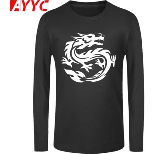 AYYC long sleeve tee Chinese Dragon Print T-shirts Men Streetwear Hip Hop Pure Cotton Mens O-Neck T Shirts Casual Tops Tees