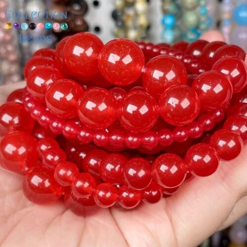 Natural Stone Red Jades Chalcedony Loose Spacer Round Bead For Jewelry Making 4MM-12MM DIY Bracelets Accessories Wholesale 15"