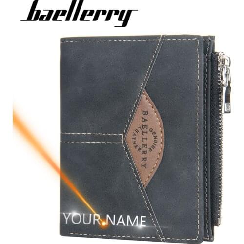 2021 New Men Wallets Free Name Customized Zipper Card Holder Male Purse High Quality PU Leather Hasp Men Wallets Carteria