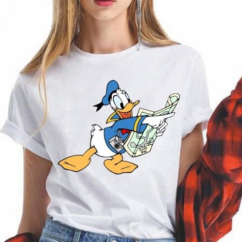 New Disney Donald Duck Funny Cartoon T Shirt Harajuku Kawaii Anime 90s T-shirt Cute Graphic Tshirt Couple Top Tees