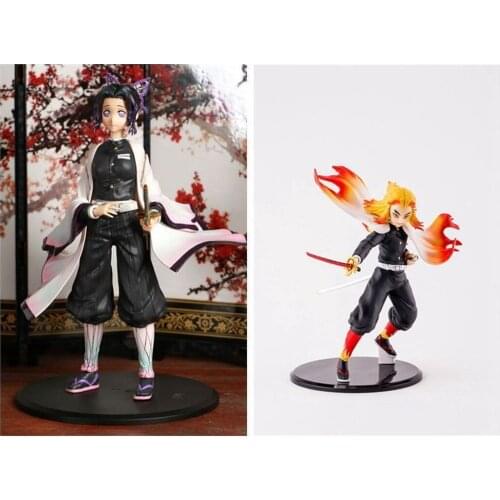 New Anime 17cm Demon Slayer: Kimetsu no Yaiba Kochou Shinobu Rengoku Kyoujurou PVC Action Figure Collection Model Toys lelakaya