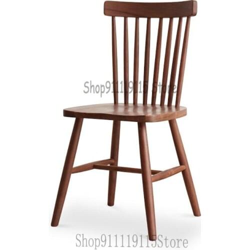 Solid Wood Dining Chair Modern Simple Armchair Black Walnut Windsor Chair Nordic Home Desk Chair