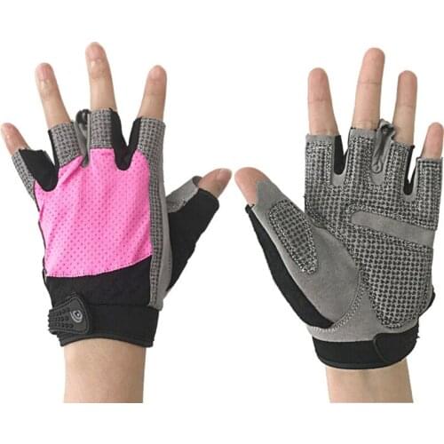 Half Finger Fitness Gym Workout Gloves Non-slip Silicone Padded Leather Palm For Weight Lifting Training Pull Up Bodybuilding