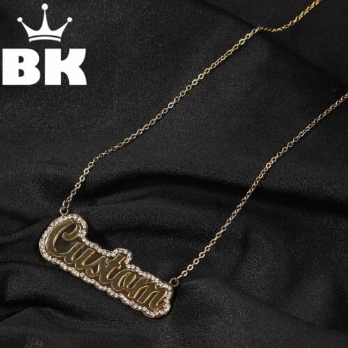 Stainless With Rheinstone DIY Typle for Men Ladies Double-layer Wireframe Cute Shape Iced-out Stainless Letter Large Pendant