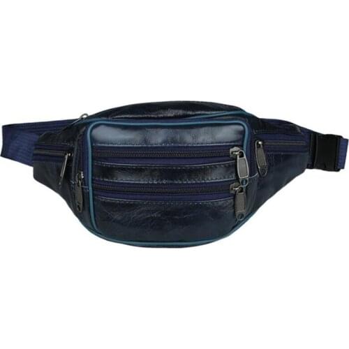 Cowhide Fanny Pack Leather Money Belt Bag Men Purse Teenagers Travel Wallet Belt Male Waist Bags