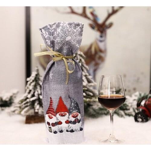 Christmas Decorations Santa Claus Bottle Bags Sequins Snowman Champagne Gifts Holders Xmas For Home Decors 2021 New