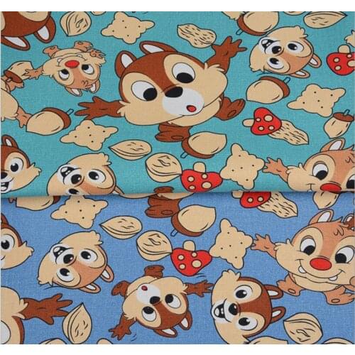 Cartoon Cartoon squirrel printed canvas fabric for backpack clothing home decoration shopping bag DIY sewing fabric by the yard