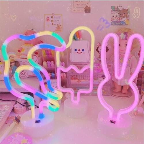 Fashion Colorful Rainbow Led Neon Sign Light Holiday Xmas Party Wedding Decorations Kids Room Night Lamp Home Wall Decor gift