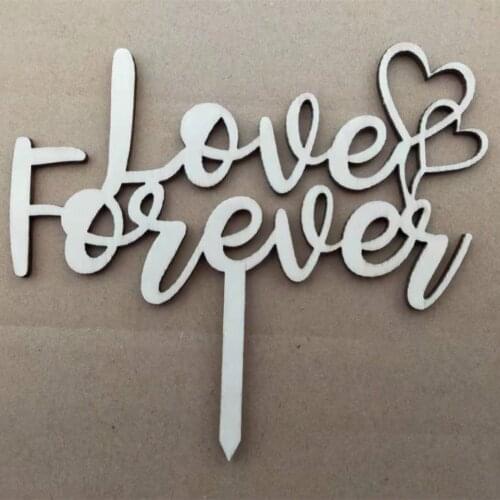 Love forever Cake Topper Wood Baking Decoration Vanlentines day Wedding Party Supplies