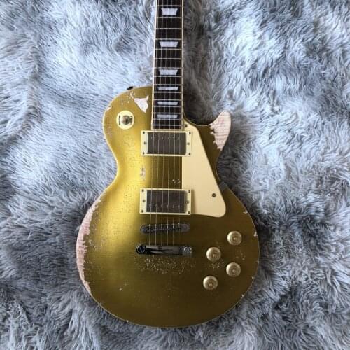 Vintage High quality gold top electric guitar,mahogany wood guitarra, Rosewood fingerboard gitarra fret binding