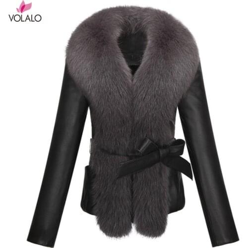 VOLALO Fur Coats With Collar