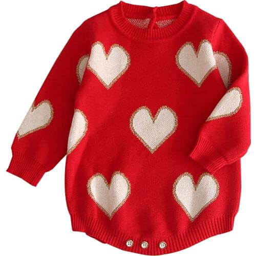 Infant knitting jumpsuits love leopard cotton long sleeve jacquard garments climb clothes Body for babies jumpsuit for baby girl