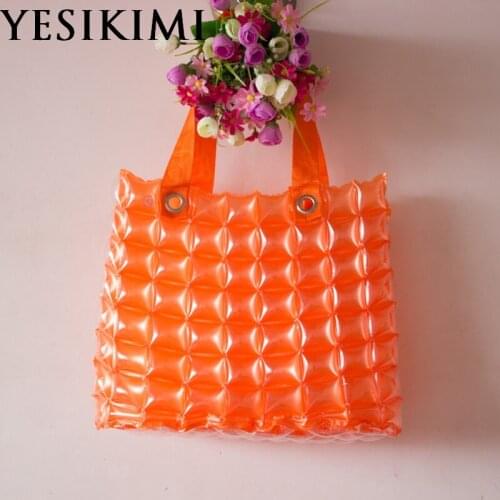YESIKIMI 2017 New Women Waterproof Bag Inflatable Purse Jelly Candy Color 37CM Size Beach Handbags Quality PVC Tote