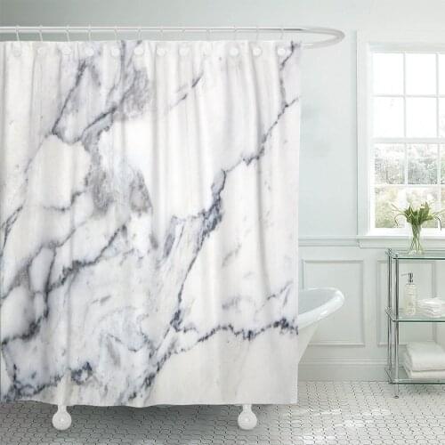 Gray White Marble Floor Stone Interior Light Paint Shower Curtain Waterproof Polyester Fabric 72 x 72 inches Set with Hooks