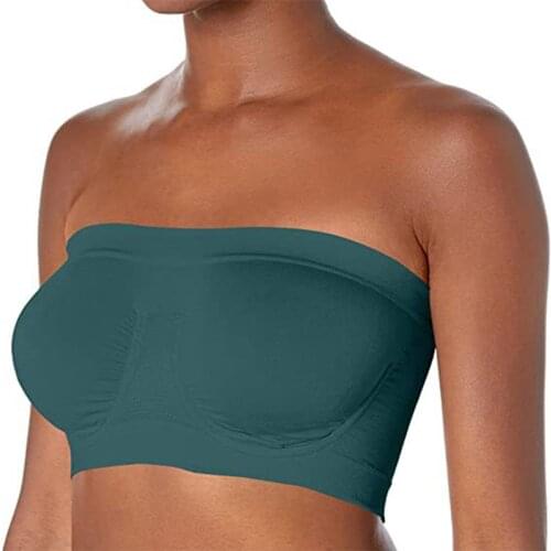 Women Seamless Tube Top Strapless Bra Top Bandeau Sexy Padded Bra Without Straps Underwear 2021