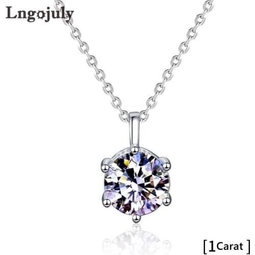 925 Sterling Silver 1ct 2ct Moissanite Pendant Necklaces For Women Bride Romantic Wedding Party Solid Silver 925 Jewelry Gift
