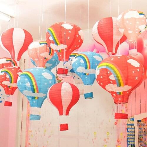 1pc 16 inch 40cm Rainbow Lantern Hot Air Balloon Paper Lantern Kids Birthday Party Decor Wedding Christmas supplies 22 Colors
