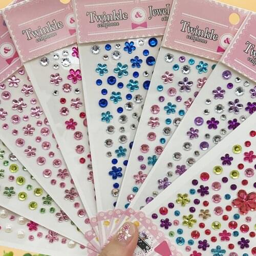 1Pc Heart Rhinestone Crystal Stickers DIY Beauty Face Eyebrow Jewels Flower Heart Shape Nail Art Stone Mobile Phone Gems Decor